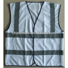 high visibility white safety vest